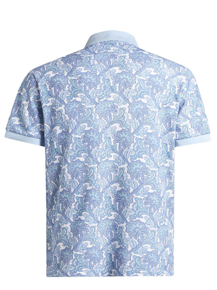 Etro Cotton Floral Paisley Print Polo Shirt