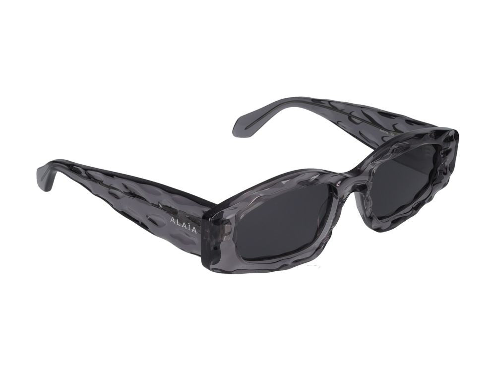 Azzedine Alaïa Grey Wavy Textured Oversized Rectangular Sunglasses