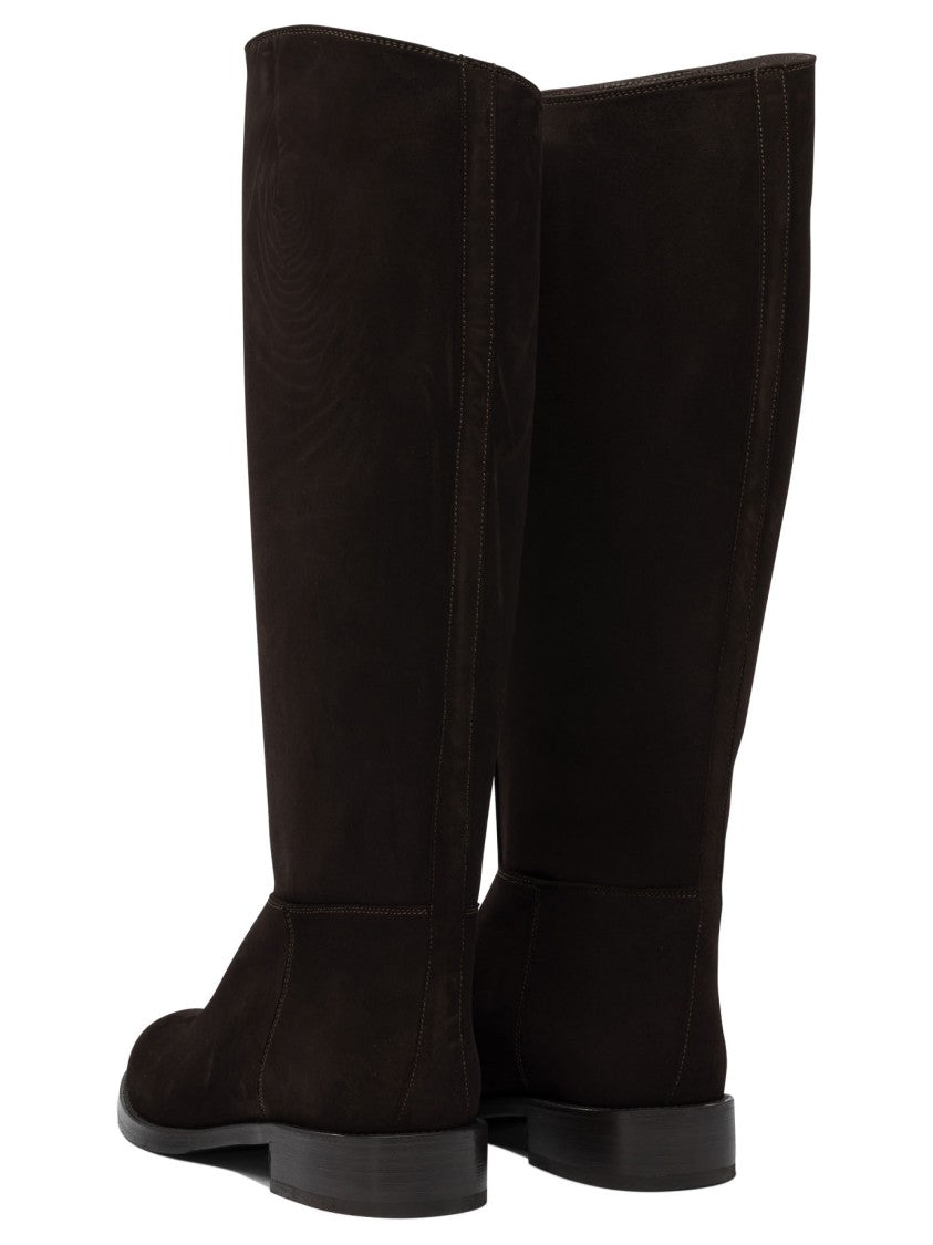 Maretto Brown Suede Mid-Calf Ankle Boots
