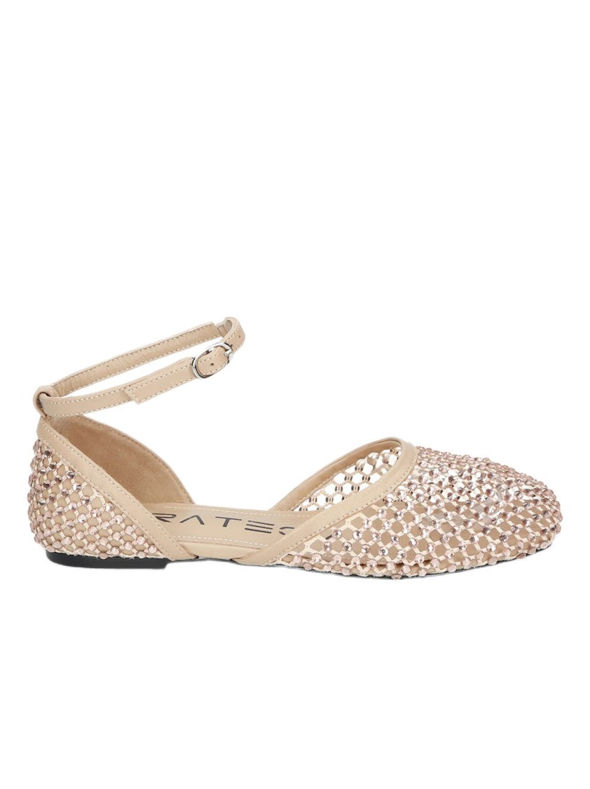 Strategia Rhinestone-Embellished Mesh Ballerina Sandals With Leather Sole