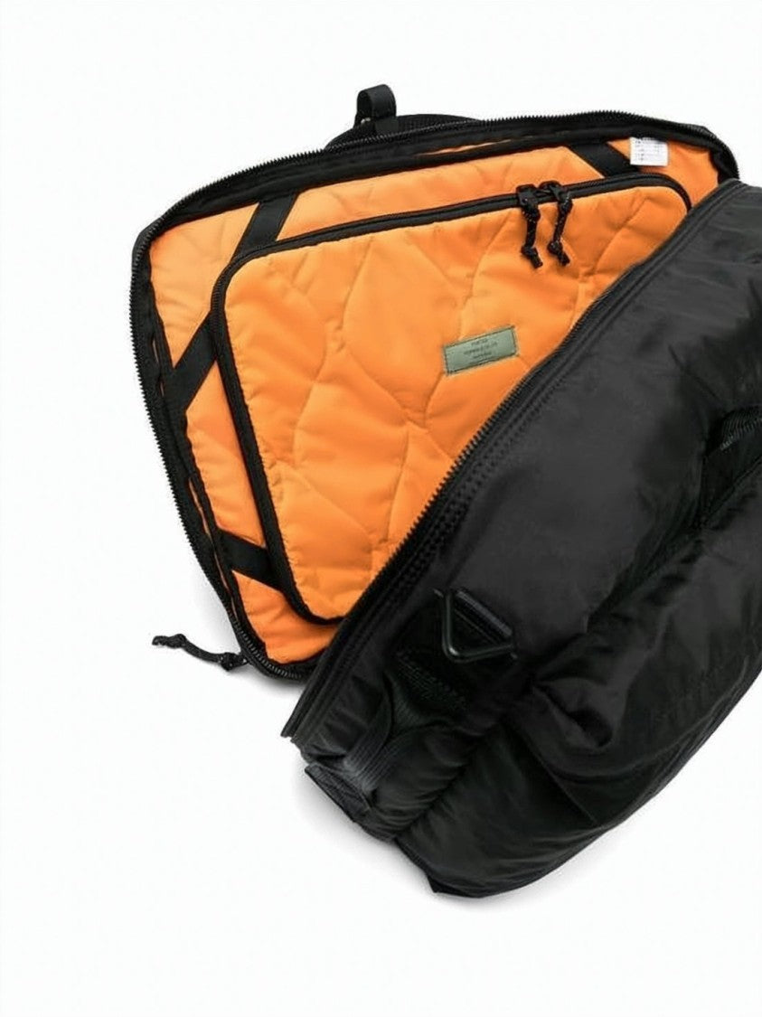 Porter Rectangular Black Nylon Backpack With Quilted Interior