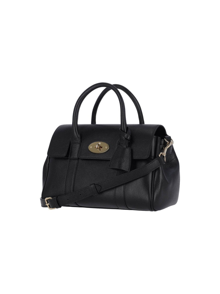 Mulberry "Bayswater Satchel" Bag, In Black Hammered Leather