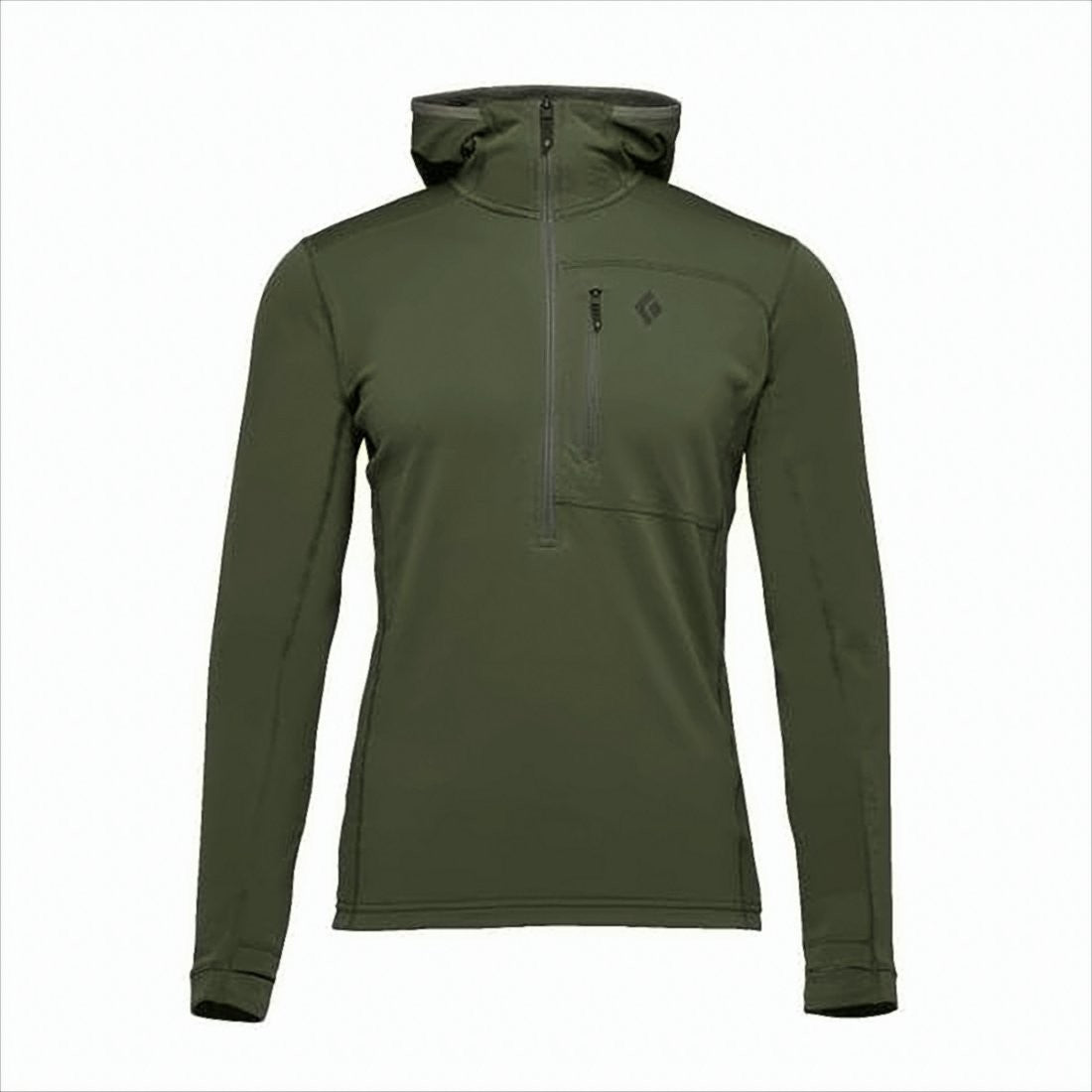 Black Diamond Fitted Olive Green Half-Zip Jacket With Thumbholes