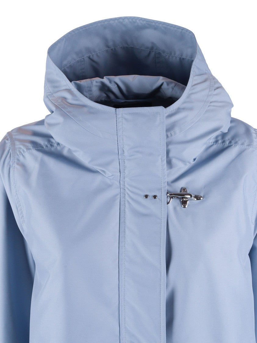Fay Light Blue Hooded Polyester Parka