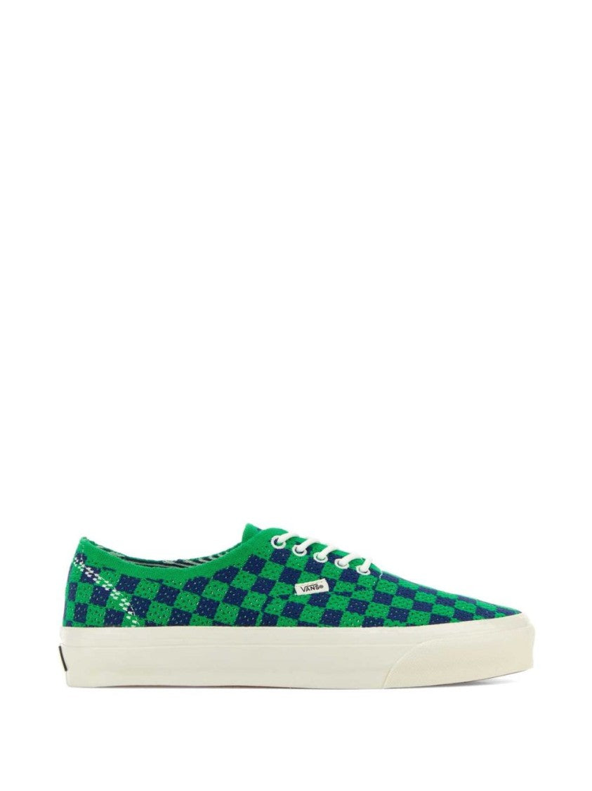 Vans Low-Top Sneakers With Green And Dark Blue Checkered Pattern And Embroidered Detailing