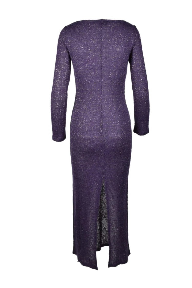 Simona.A Purple Textured Acrylic-Blend Dress