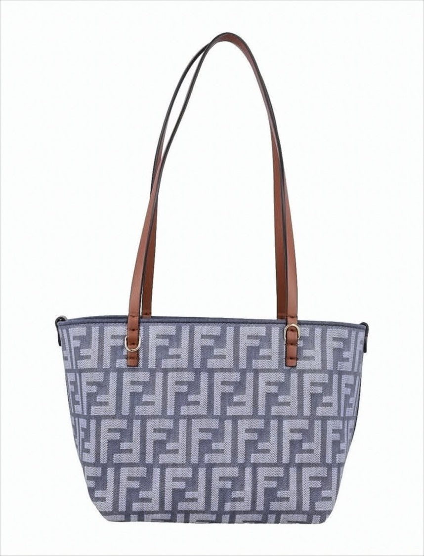 Fendi Geometric Pattern Shoulder Bag With Leather Straps