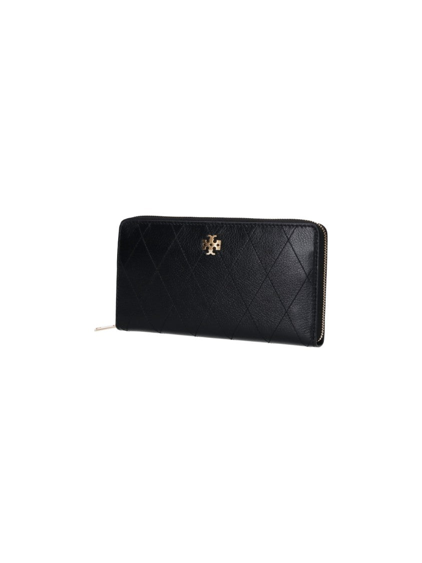 Tory Burch Black Charlie Zip-Around Leather Wallet