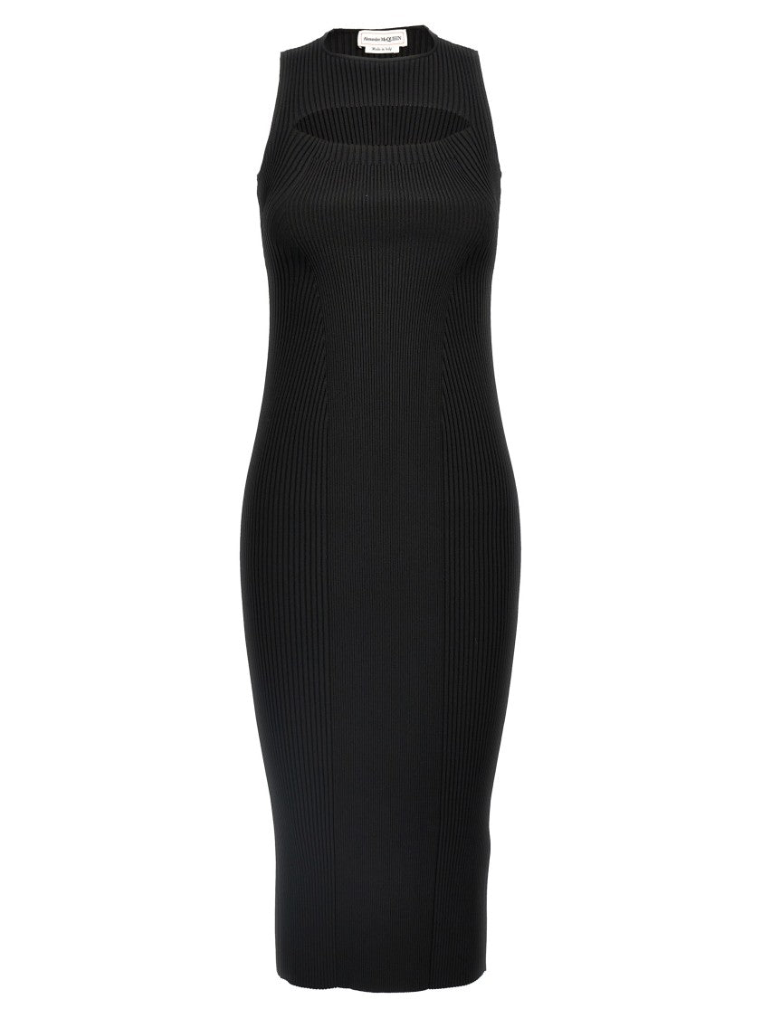 Mcqueen Ribbed Knit Midi Dress