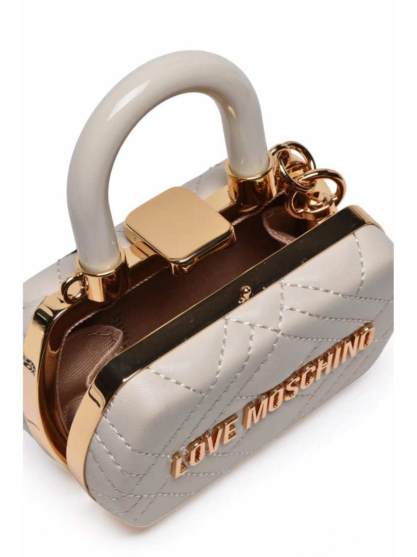 Love Moschino White Polyurethane Quilted Coin Purse