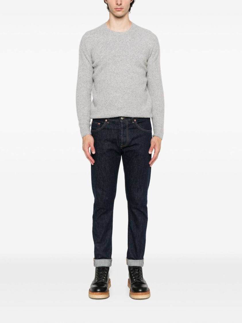 Dondup Straight-Leg Dark Indigo Jeans With Contrast Stitching