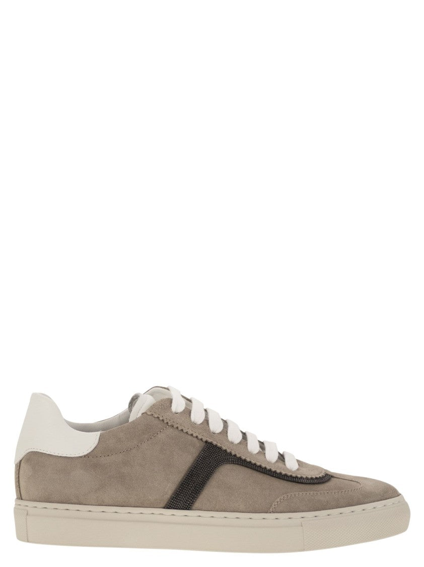 Brunello Cucinelli Suede Trainers With Precious Detailing