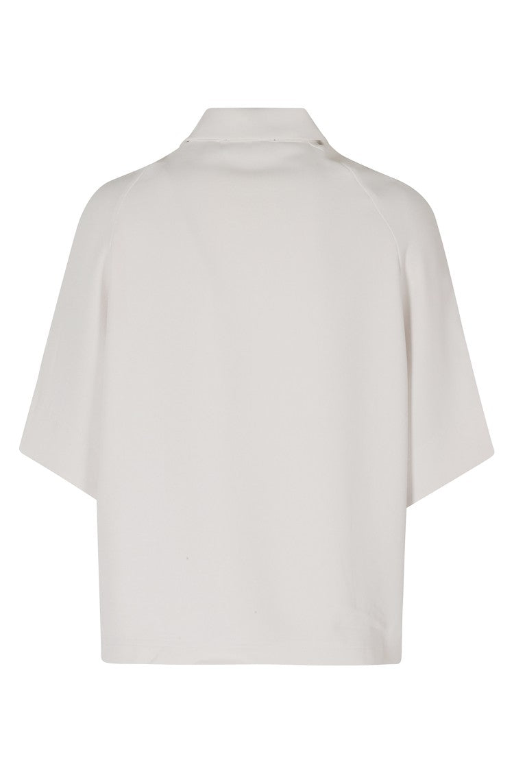 Essentiel Antwerp Neck Tie Short-Sleeve Recycled Polyester Blouse