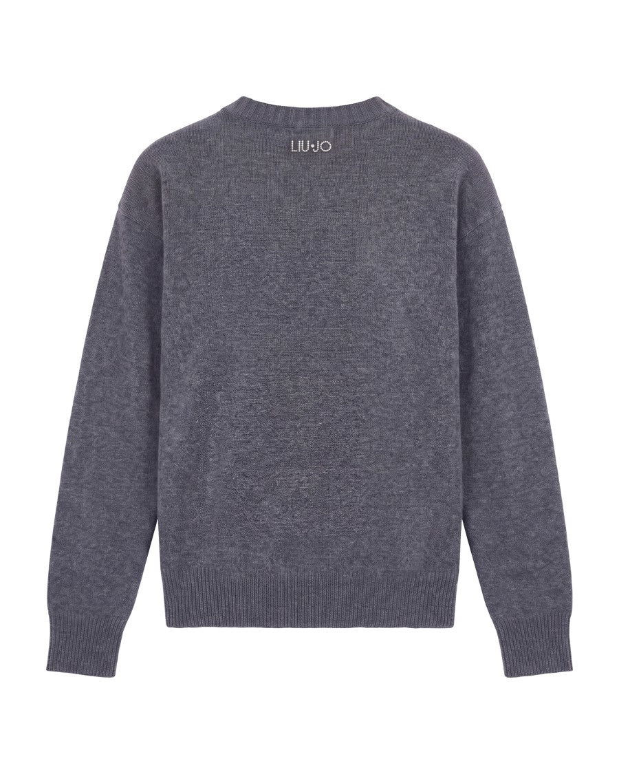 Liu Jo Grey Mr. Mouse Intarsia Fine Knit Sweater