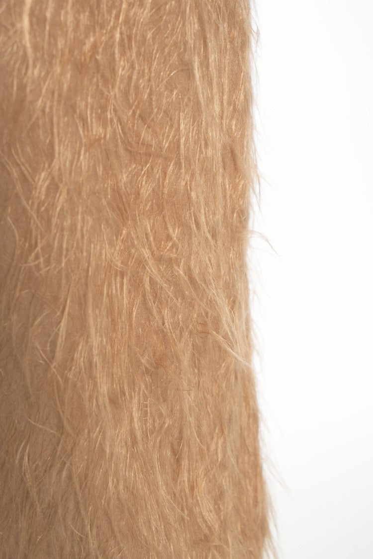 Ottod'ame Sleeveless Mini Dress With Faux Fur Texture And Keyhole Detail
