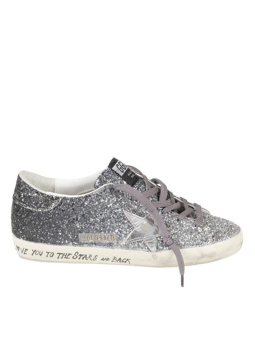 Golden Goose Glitter-Finish Sneakers With Star Design And Vintage Sole