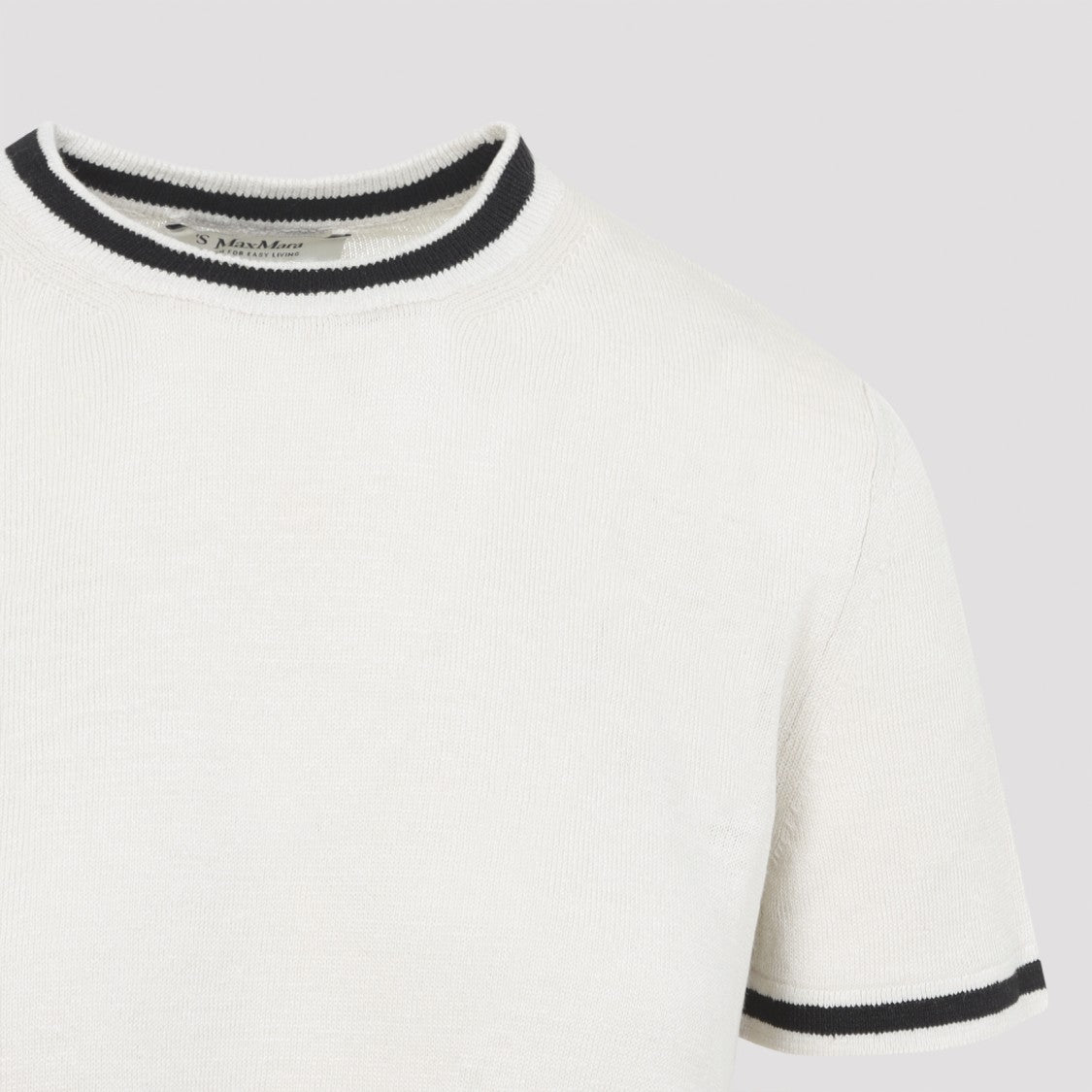 Max Mara Short-Sleeved Knit Top With Contrasting Trim