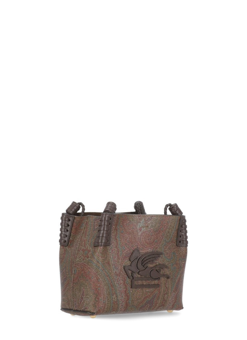 Etro Compact Cotton Shoulder Bag With Iconic Paisley Design