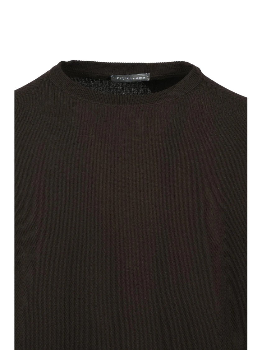Filintrama Brown Textured Cotton Sweater