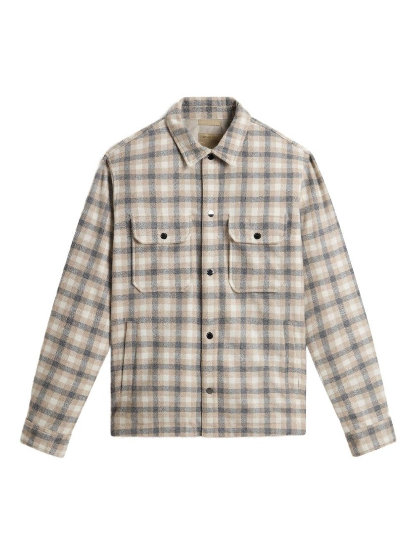 Woolrich Beige Plaid Jacket With Classic Collar
