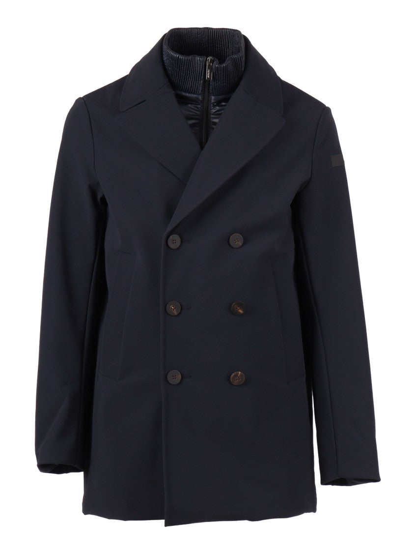 Rrd Thermo Peacoat Jacket With High Collar And Buttoned Closure