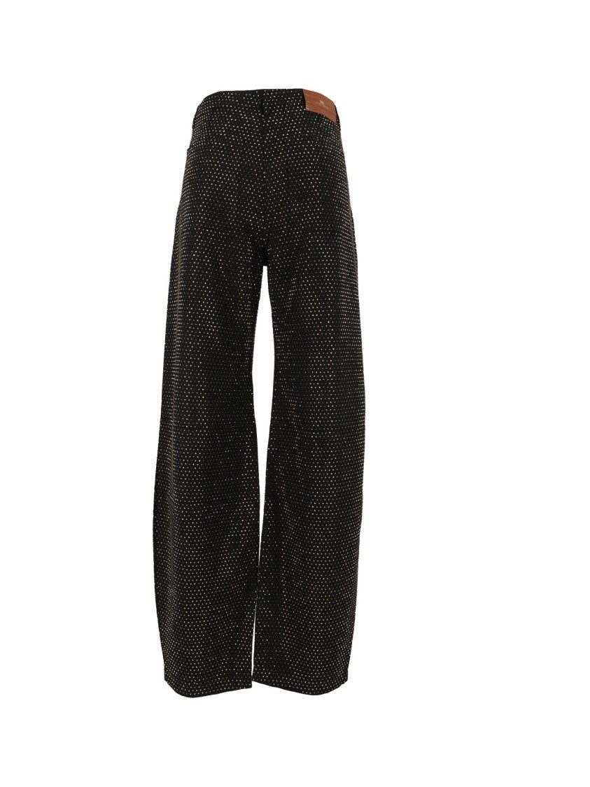 Elisabetta Franchi High-Waisted Dotted Wide-Leg Pants