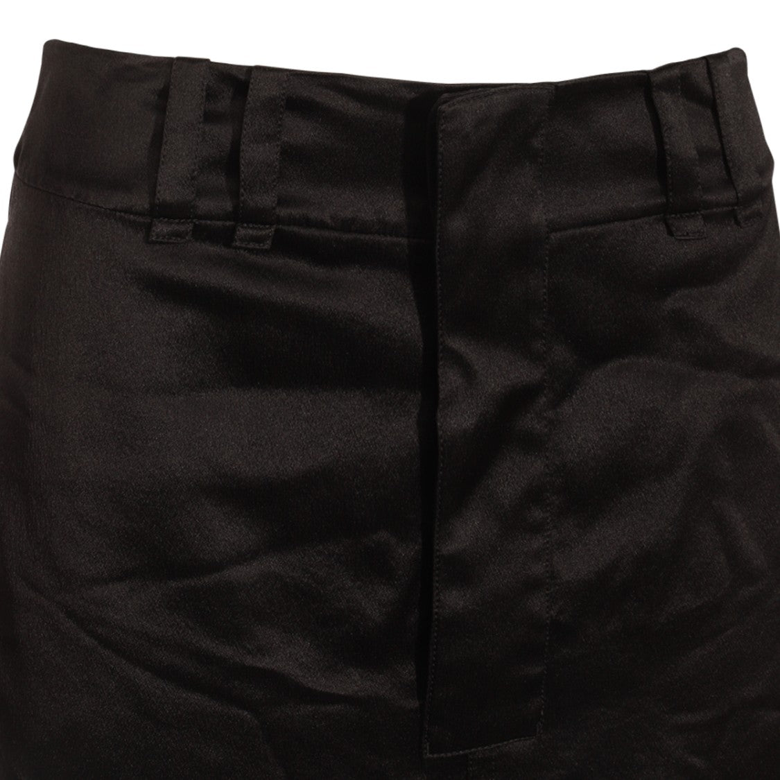 Saint Laurent Silk Midi Skirt With Front Placket And Belt Loops