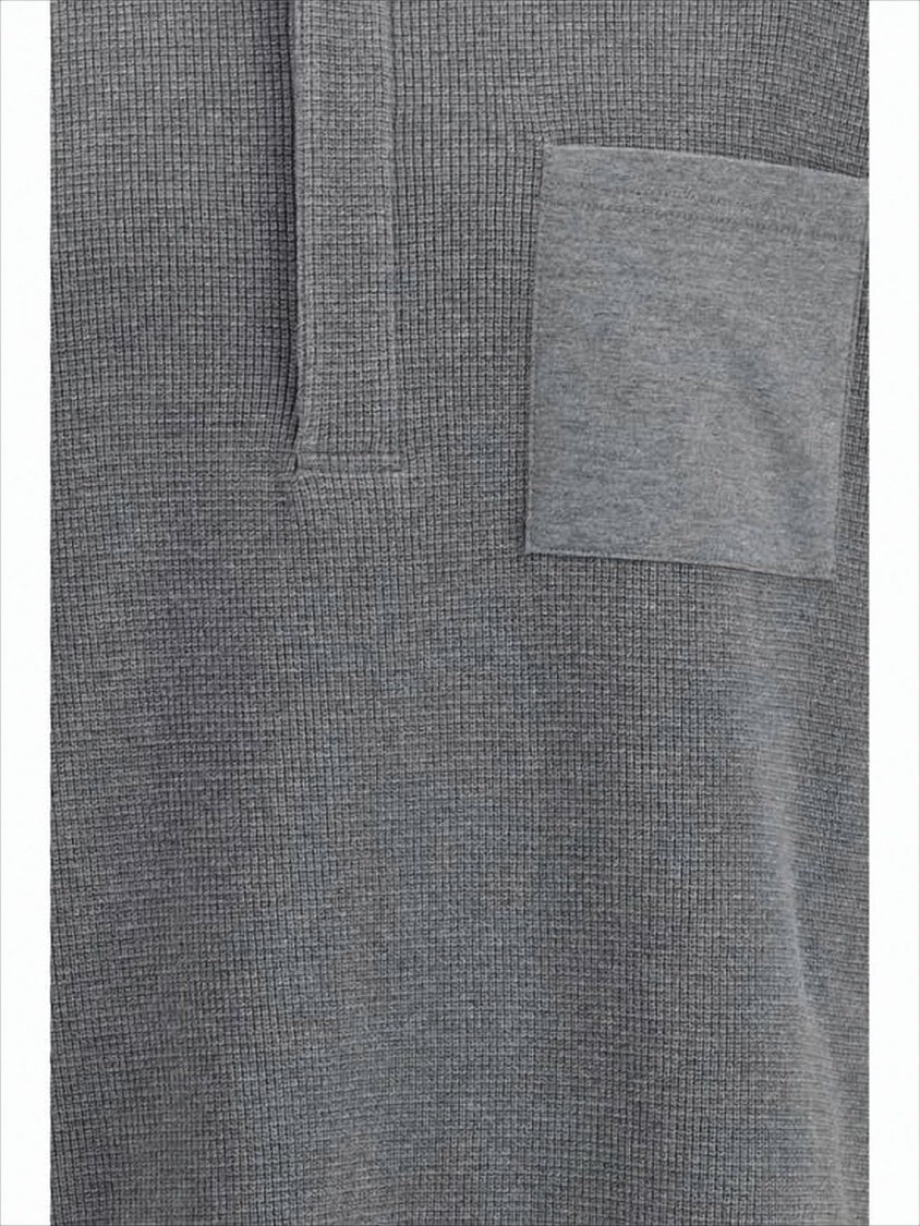 Thom Browne Textured Knit Sweater With Polo Collar