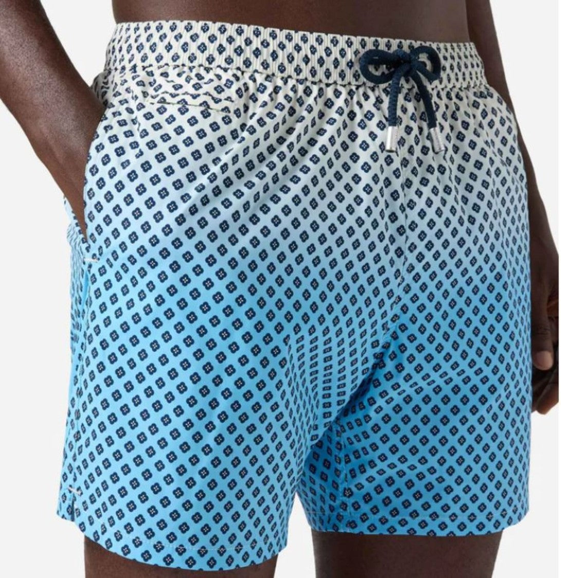 Mc2 Saint Barth Gradient Design Shorts With Navy Drawstring