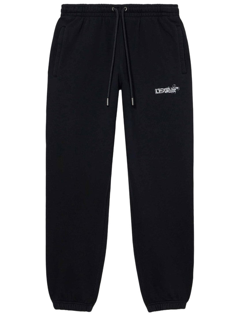 Off-White Sporty Black Cotton Pants With Contrast Logo Print