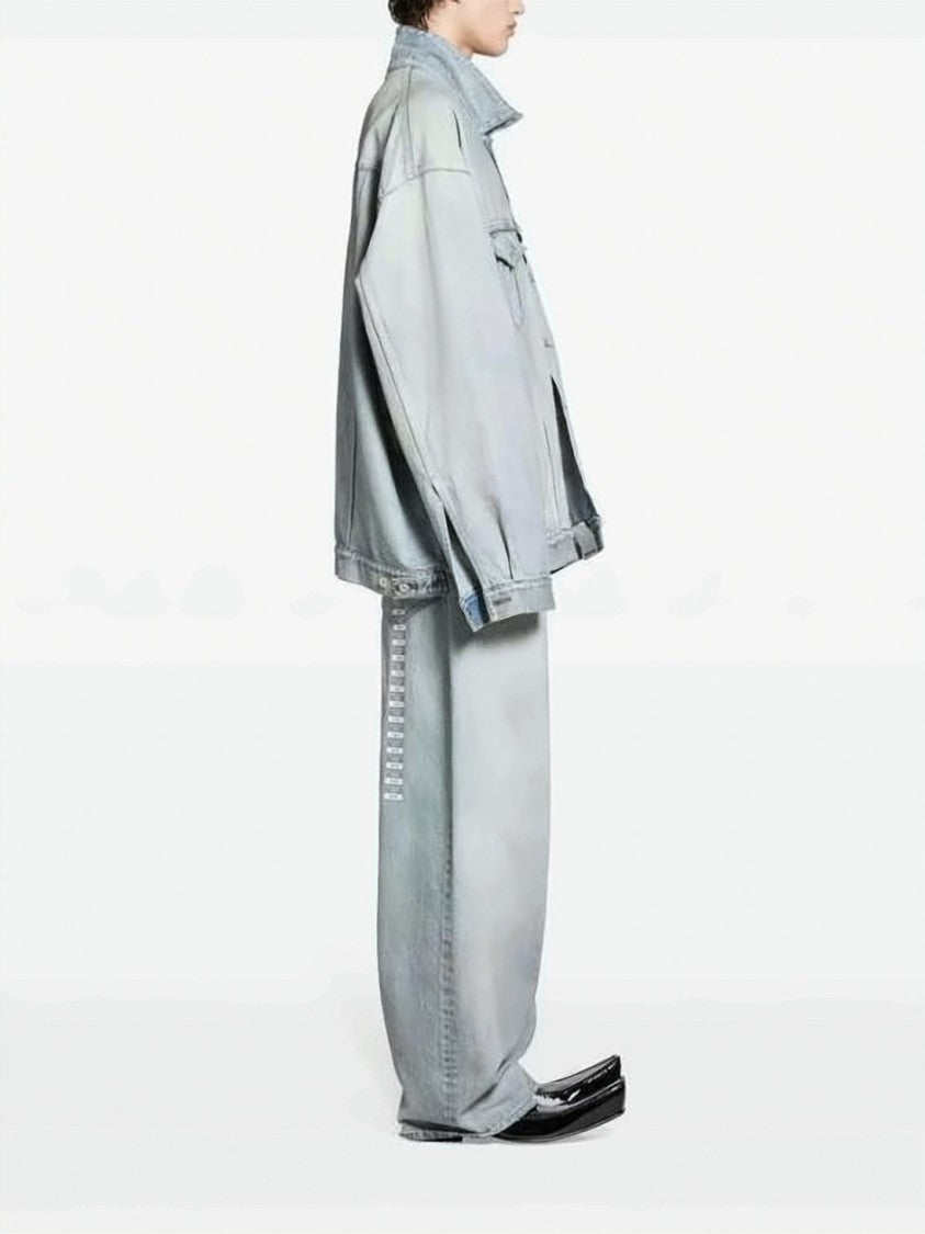 Balenciaga Oversized Light Wash Denim Jacket With Classic Details