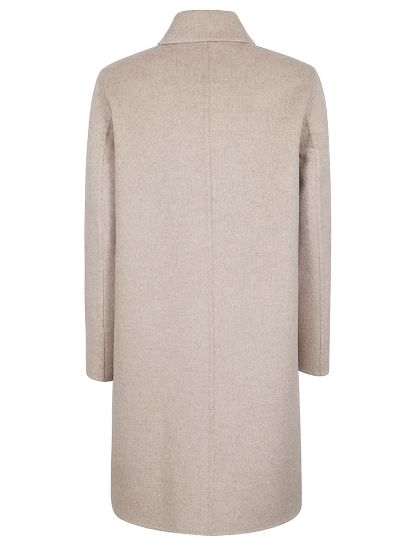 Max Mara Straight Silhouette Cashmere Coat With Front Zipper Closure