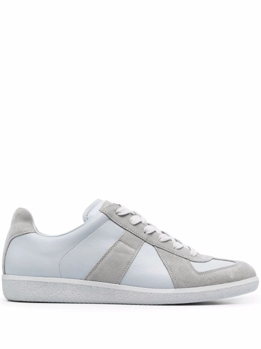 Maison Margiela Minimalist White Low-Top Sneakers With Suede And Smooth Paneling