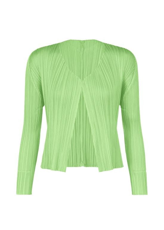 Pleats Please Cropped Pleated Cardigan With Open Front Design