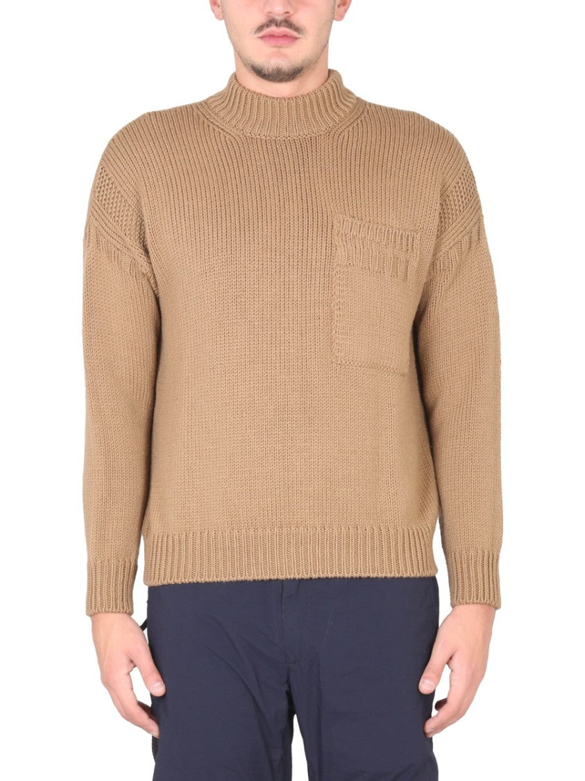 Ten C Textured Knit Turtleneck Shirt