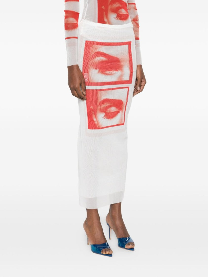 Jean Paul Gaultier Multicolour Silk And Nylon Patterned Skirt