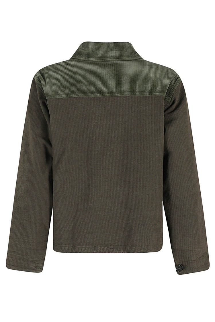 Aspesi Overfit Cotton Jacket With Pointed Corduroy Collar