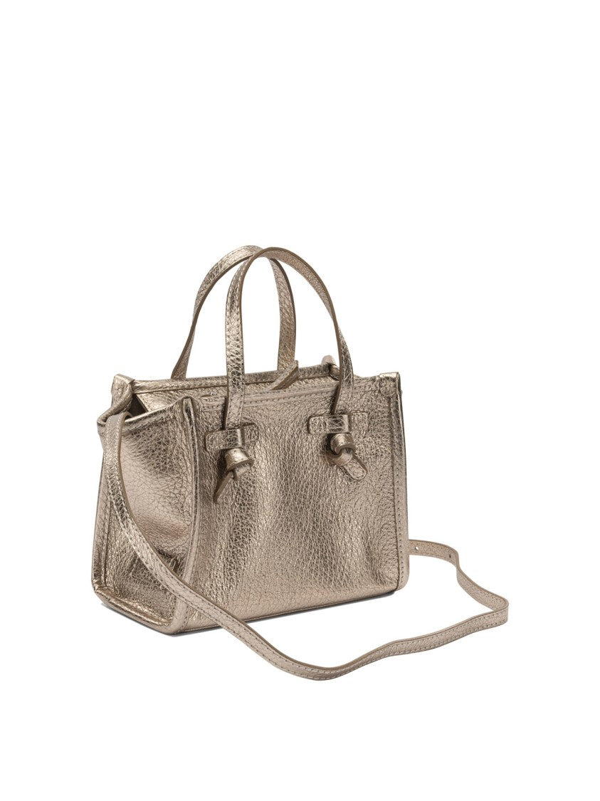 Gianni Chiarini Structured Textured Leather Shoulder Bag With Metallic Finish
