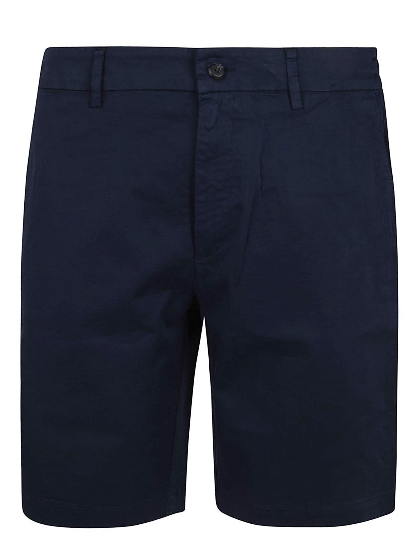 Eleventy Knee-Length Tailored Cotton Shorts With Elastic Waistband