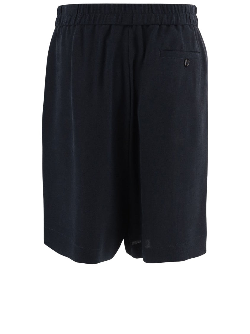 Giorgio Armani Relaxed Fit Black Cupro Shorts With Elastic Waistband