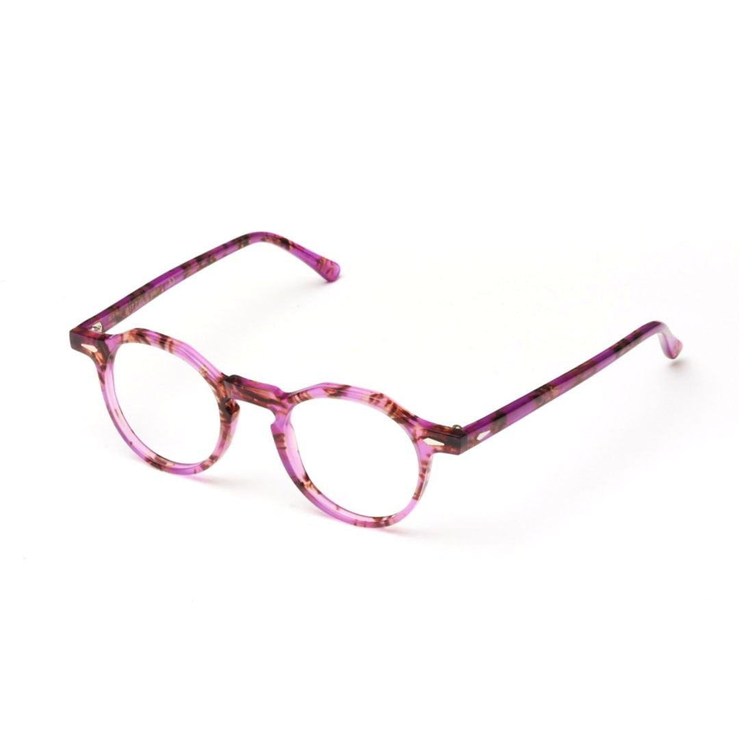 Kador Justin Translucent Pink Round Frame Eyeglasses With Marbled Accents