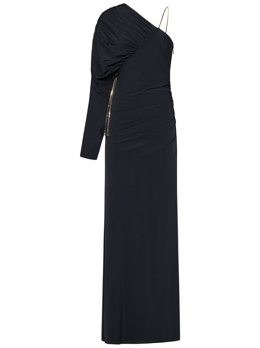 Danamè One-Shoulder Black Stretch Jersey Maxi Dress