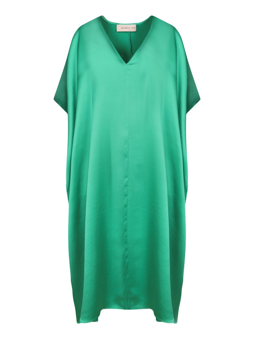 Blanca Vita Midi Dress With Luxurious Satin Finish And Relaxed Silhouette