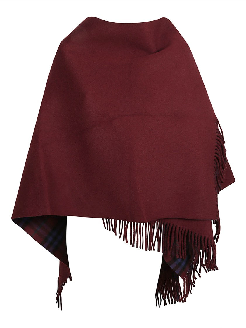 Burberry Classic Wool Poncho With Fringed Edges