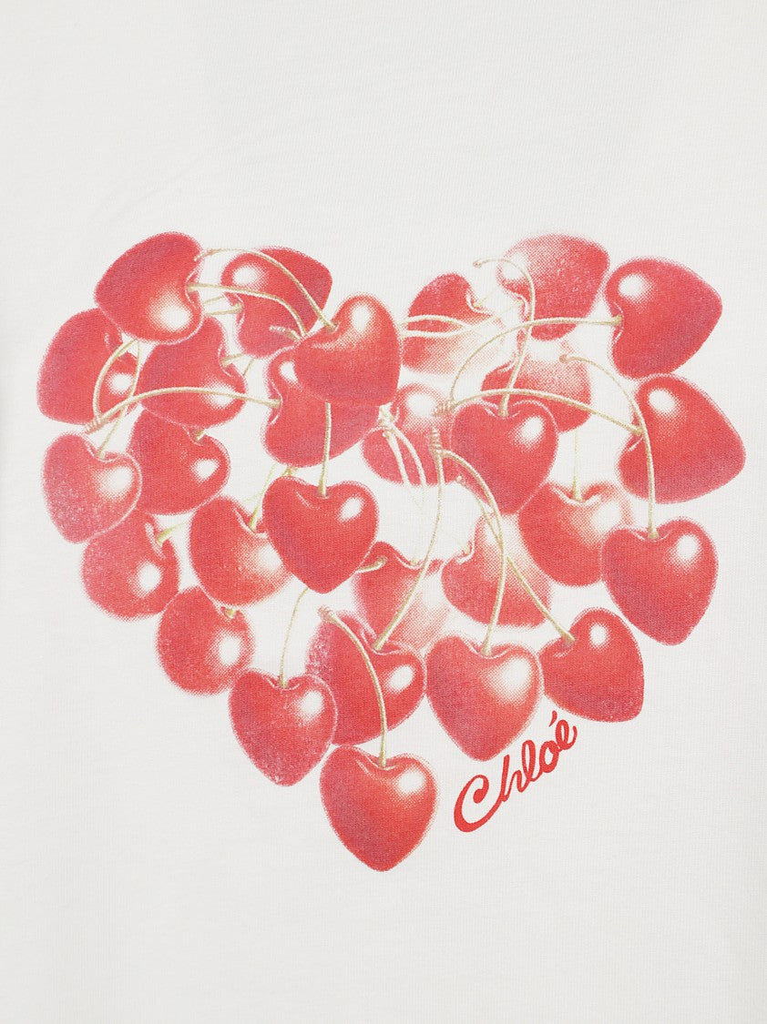 Chloé Heart-Shaped Cherry Print Short-Sleeved T-Shirt