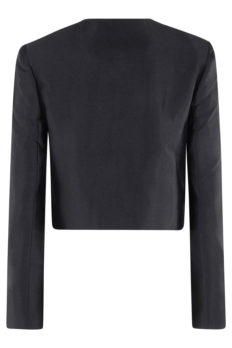 Self-Portrait Black Taffeta Embellished Trim Jacket