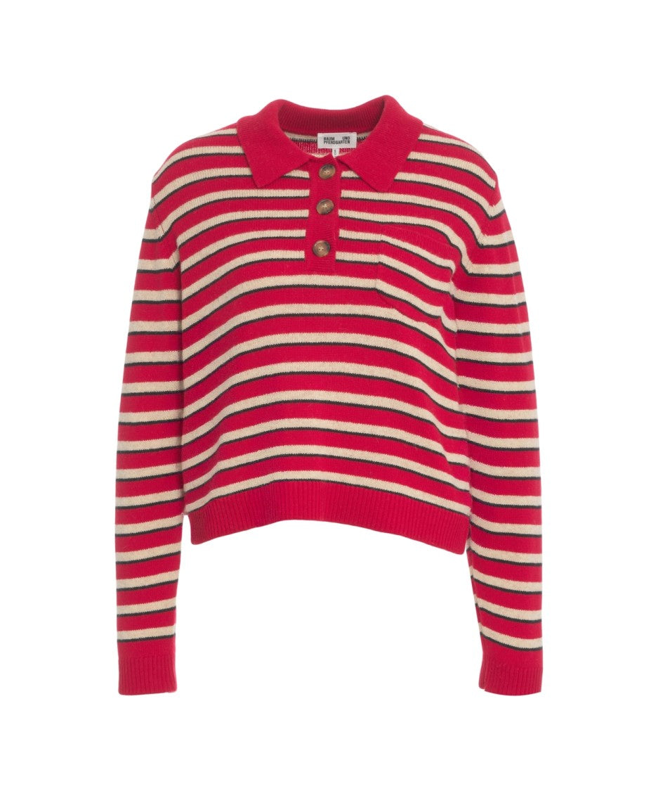 Baum Und Pferdgarten Bold Striped Polo Collar Sweater