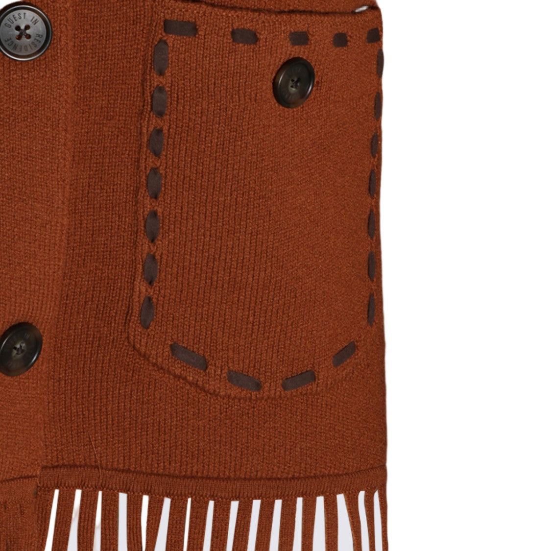 Guest In Residence Brown Fringe Button-Up Knit Jacket
