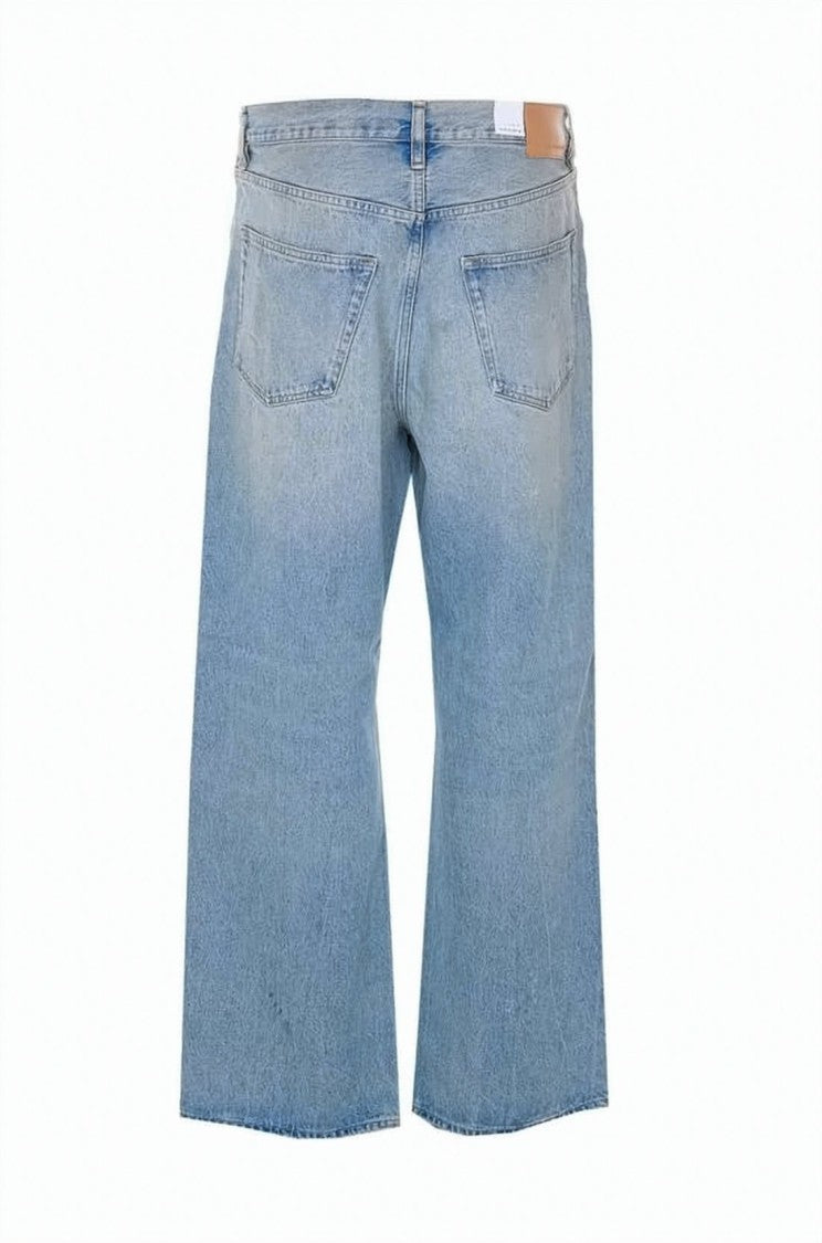 Sunflower Light Blue Cropped Denim Pants With Distressed Details