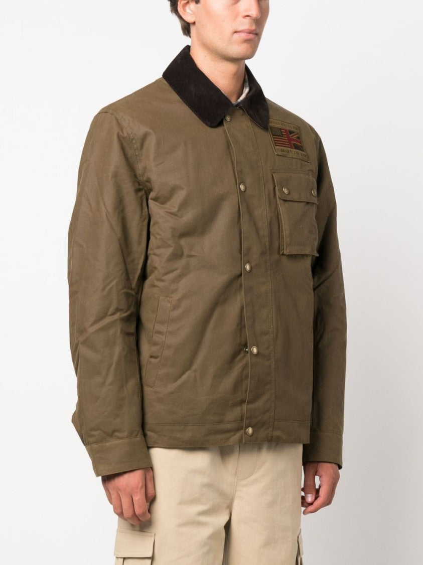Barbour Light Brown International Workers Corduroy Collar Waxed Jacket